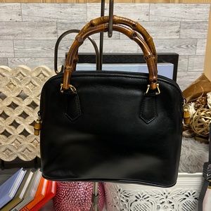 Authentic GUCCI Bamboo Hand Bag Purse Leather